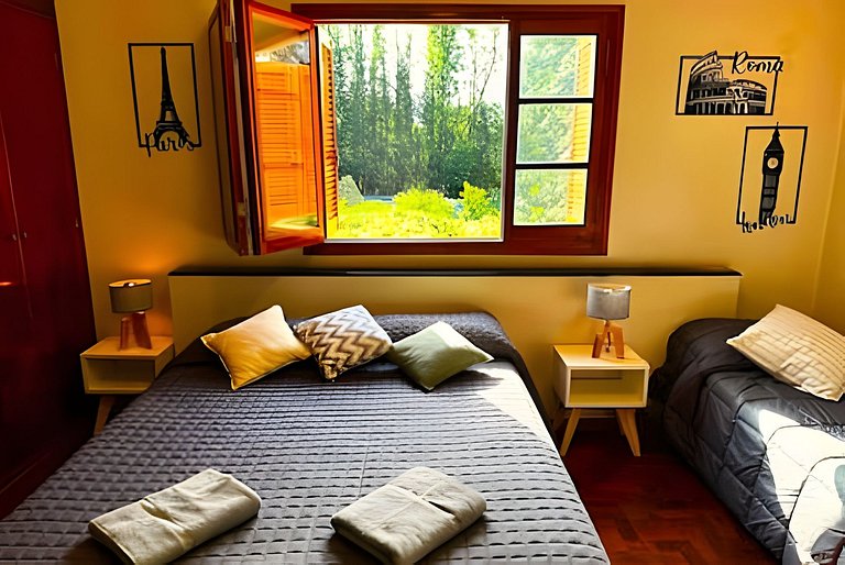 Cálida hab. c/baño privado y vista al jardín